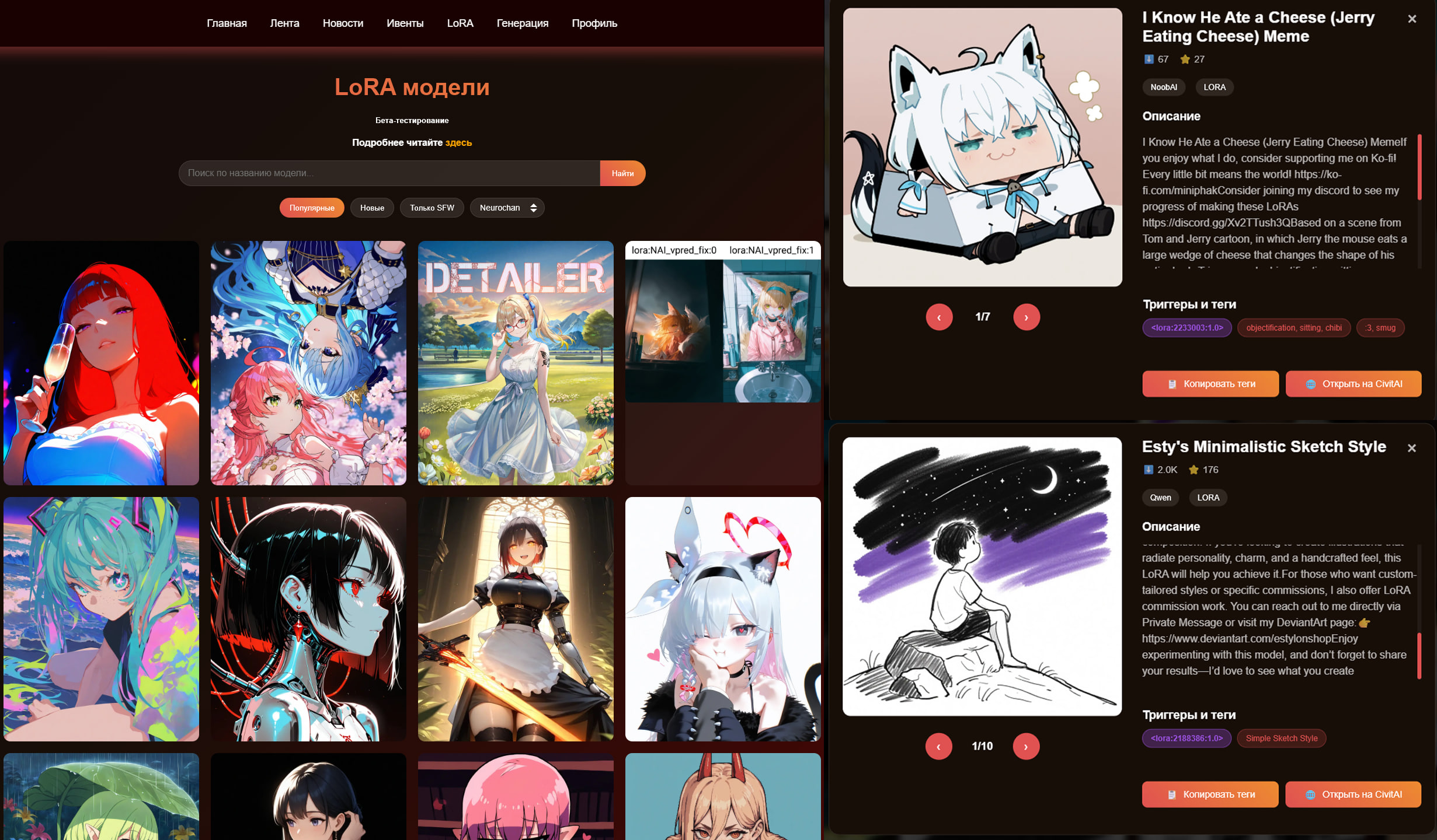 Бета-тестирование поиска LoRA